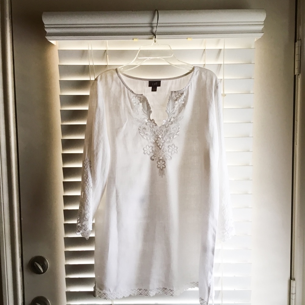 J. Jill Petite Embroidered V-Neck Blouse SZ PS